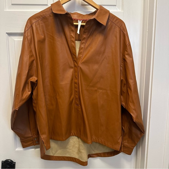 Anthropologie Tan Faux Leather Top (C) - Picture 2 of 8